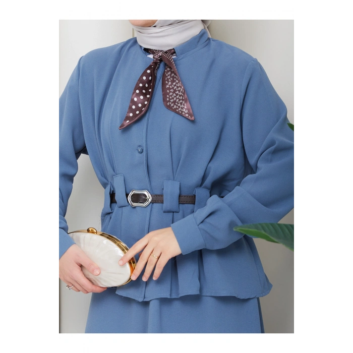 YAKASI FULARI KEMERLI ETEK TAKIM KADIN TESTTÜR