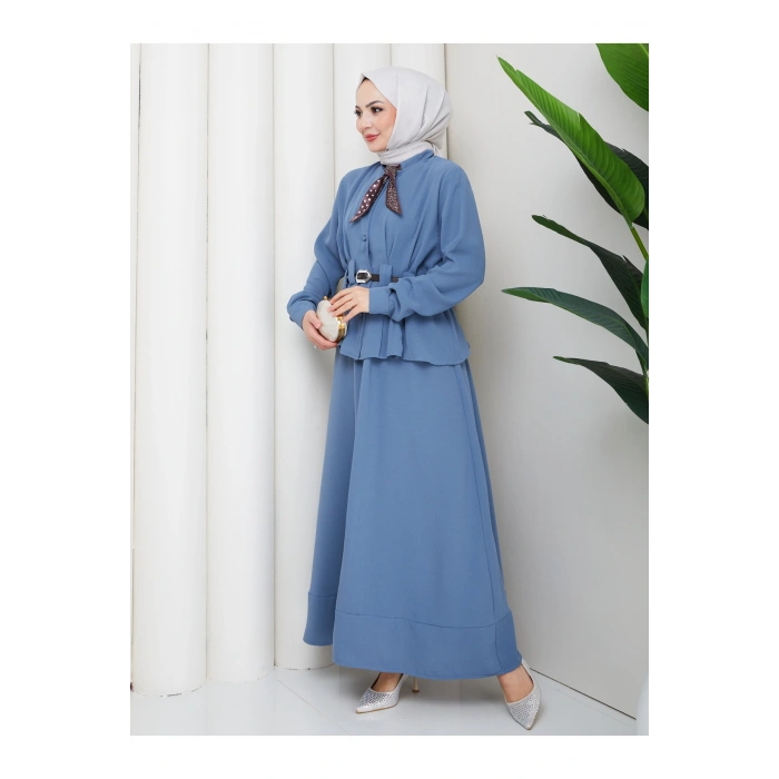 YAKASI FULARI KEMERLI ETEK TAKIM KADIN TESTTÜR