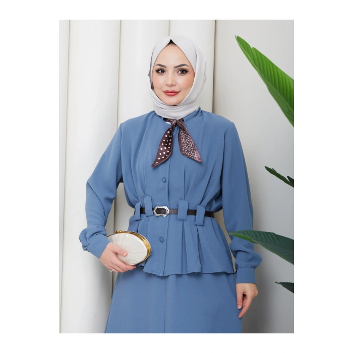 YAKASI FULARI KEMERLI ETEK TAKIM KADIN TESTTÜR