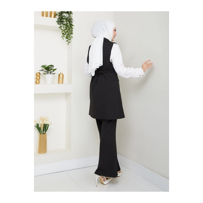 İNCİ TAŞLİ YELEK PANTOLON İKİLİ TAKIM 25088