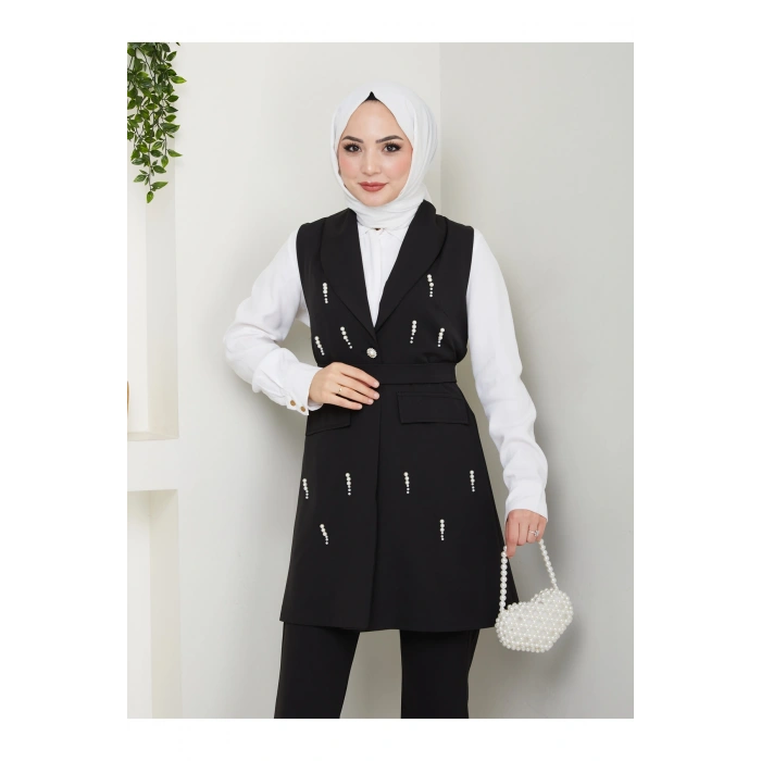 İNCİ TAŞLİ YELEK PANTOLON İKİLİ TAKIM 25088