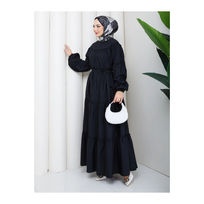 İPLİ SALAŞ KAT KAT FIRFIR TESETTÜR ELBİSE POPLİN KUMAŞI