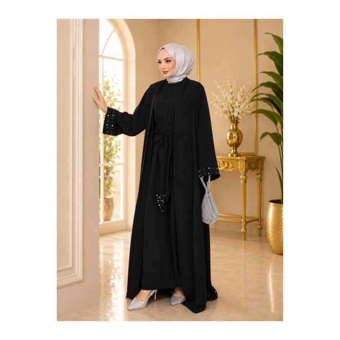 KADIN FAYA İKİLİ ABAYA TULUM TAKIM İNCİLİ