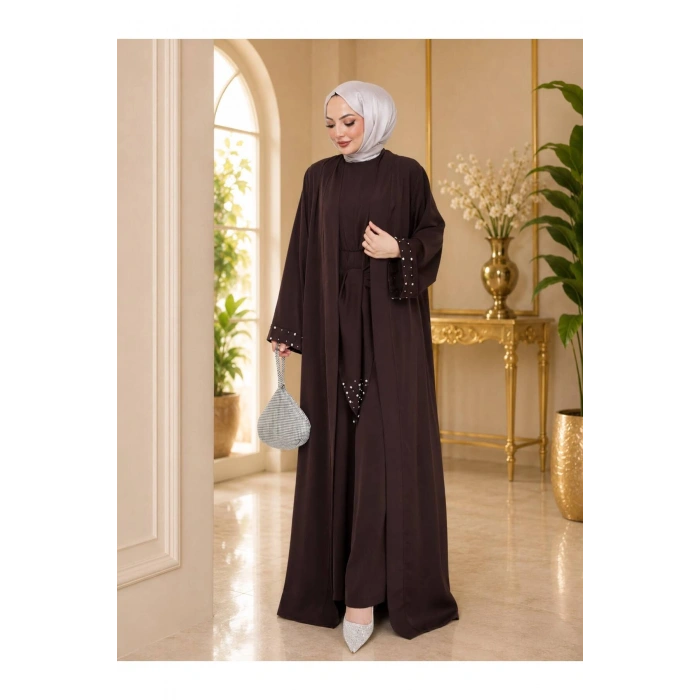 KADIN FAYA İKİLİ ABAYA TULUM TAKIM İNCİLİ