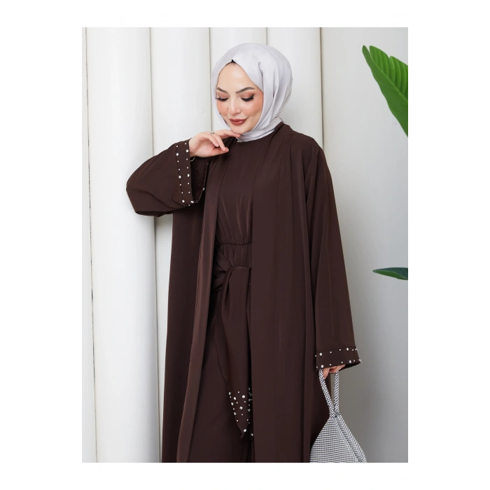 KADIN FAYA İKİLİ ABAYA TULUM TAKIM İNCİLİ