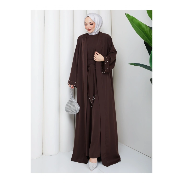 KADIN FAYA İKİLİ ABAYA TULUM TAKIM İNCİLİ