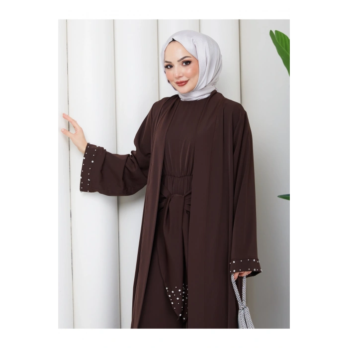 KADIN FAYA İKİLİ ABAYA TULUM TAKIM İNCİLİ