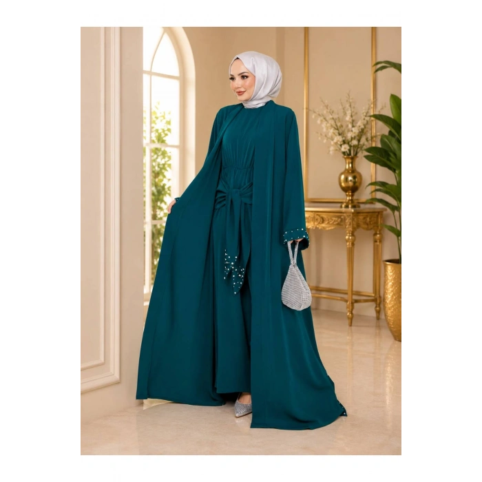 KADIN FAYA İKİLİ ABAYA TULUM TAKIM İNCİLİ
