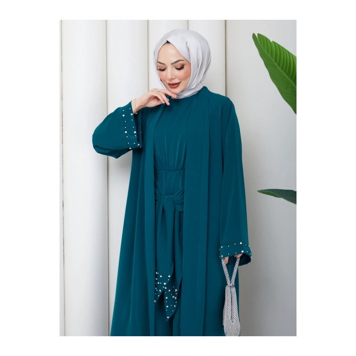 KADIN FAYA İKİLİ ABAYA TULUM TAKIM İNCİLİ