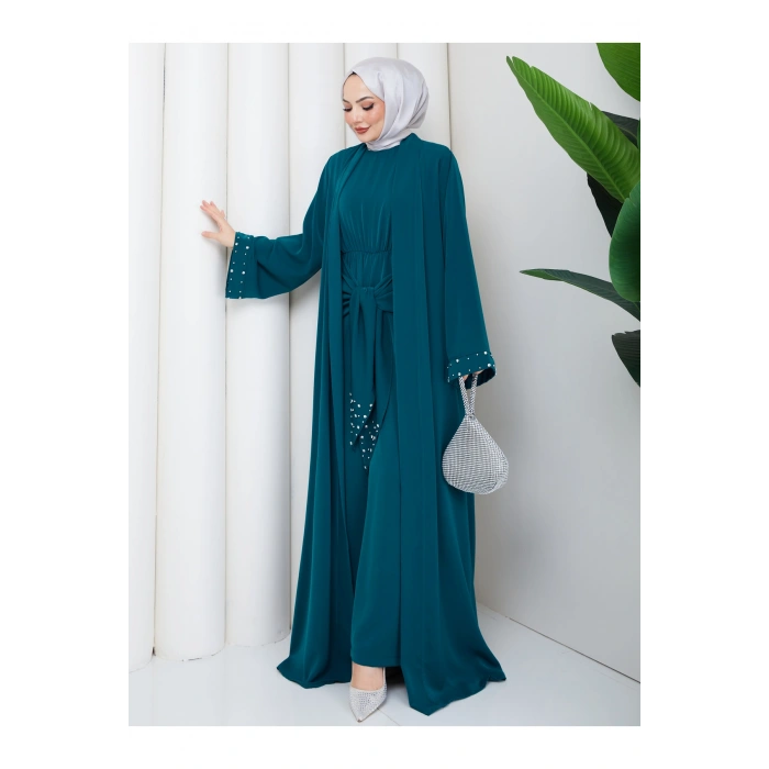 KADIN FAYA İKİLİ ABAYA TULUM TAKIM İNCİLİ