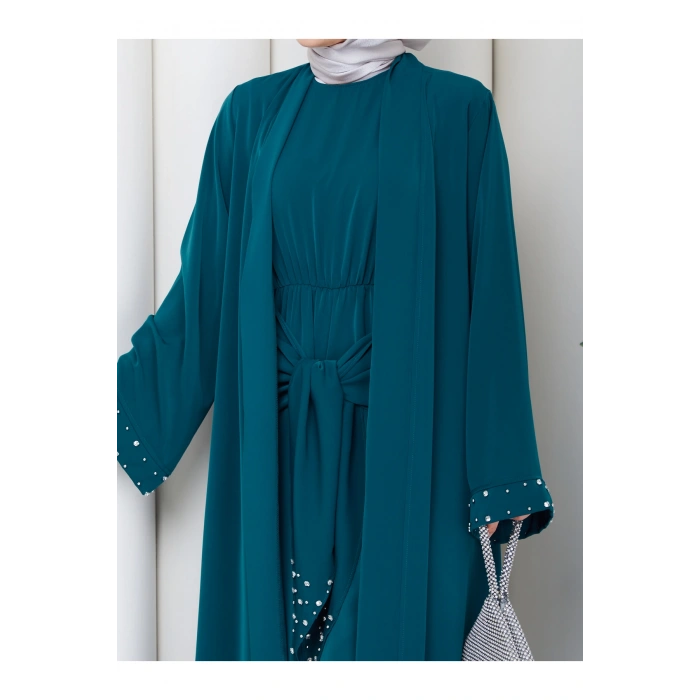 KADIN FAYA İKİLİ ABAYA TULUM TAKIM İNCİLİ