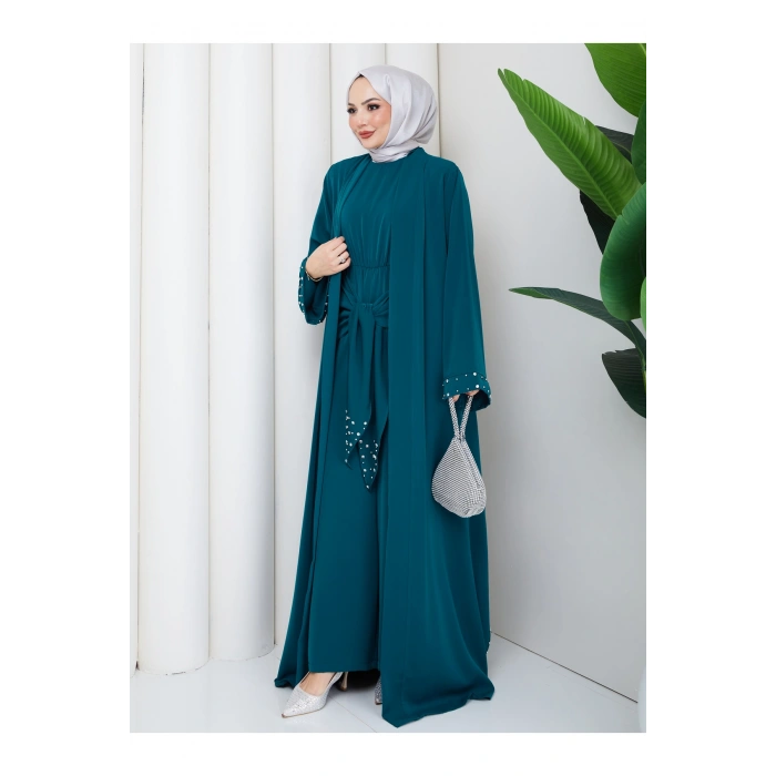 KADIN FAYA İKİLİ ABAYA TULUM TAKIM İNCİLİ