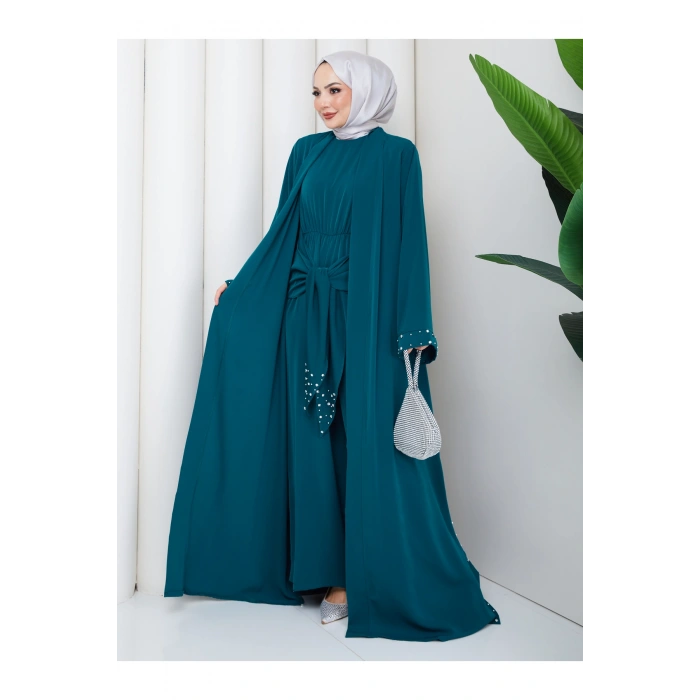 KADIN FAYA İKİLİ ABAYA TULUM TAKIM İNCİLİ