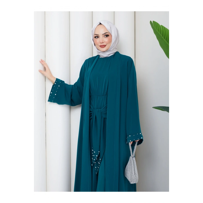 KADIN FAYA İKİLİ ABAYA TULUM TAKIM İNCİLİ
