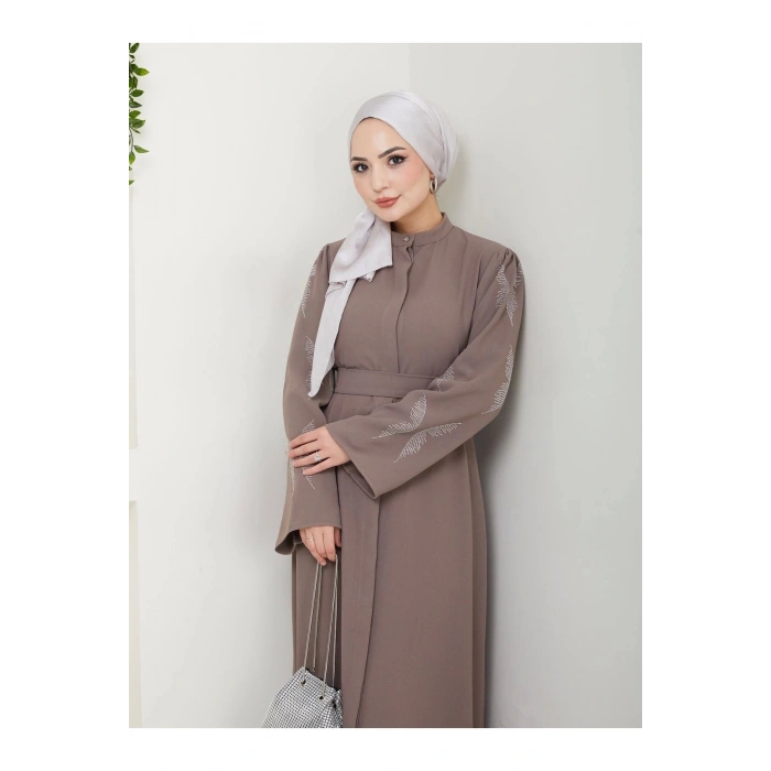 Taşli̇ Abaya Tesettür Giyim Kadin Ferace Elbise Vi̇zon