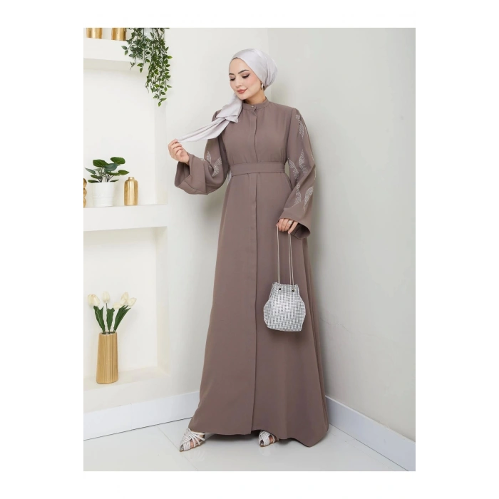 Taşli̇ Abaya Tesettür Giyim Kadin Ferace Elbise Vi̇zon