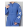KELEBEK BASKI ABAYA TESETTÜR GIYIM KADIN FERACE ELBISE MAVİ