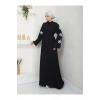 KELEBEK BASKI ABAYA TESETTÜR GIYIM KADIN FERACE ELBISE SİYAH