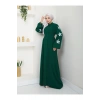 KELEBEK BASKI ABAYA TESETTÜR KADIN FERACE ELBISE ZÜMRÜT