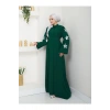 KELEBEK BASKI ABAYA TESETTÜR KADIN FERACE ELBISE ZÜMRÜT
