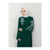 TAŞLİ ABAYA TESETTÜR GIYIM KADIN FERACE ELBISE ZÜMRÜT
