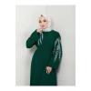 TAŞLİ ABAYA TESETTÜR GIYIM KADIN FERACE ELBISE ZÜMRÜT
