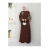 TAŞLİ ABAYA TESETTÜR GIYIM KADIN FERACE ELBISE KAHVE