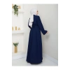 TAŞLİ ABAYA TESETTÜR GIYIM KADIN FERACE ELBISE LACIVERT
