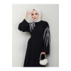 TAŞLİ ABAYA TESETTÜR GIYIM KADIN FERACE ELBISE SİYAH