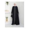 NAKIŞLI ABAYA TESETTÜR GIYIM KADIN FERACE ELBISE SİYAH