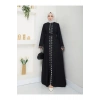 NAKIŞLI ABAYA TESETTÜR GIYIM KADIN FERACE ELBISE SİYAH