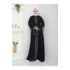 NAKIŞLI ABAYA TESETTÜR GIYIM KADIN FERACE ELBISE SİYAH