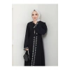 NAKIŞLI ABAYA TESETTÜR GIYIM KADIN FERACE ELBISE SİYAH