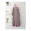 NAKIŞLI ABAYA TESETTÜR GIYIM KADIN FERACE ELBISE VİZON