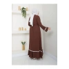 KADIN TESETTÜR ELBİSE İKİLİ ABAYA TAKIM KAHVE