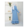 KADIN TESETTÜR ELBİSE İKİLİ ABAYA TAKIM MAVİ