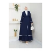 Kadin Tesettür Elbi̇se İki̇li̇ Abaya Takim Laci̇vert