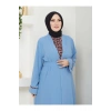 KADIN TESETTÜR LEOPAR ELBİSE İKİLİ ABAYA TAKIM MAVİ