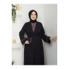 KADIN TESETTÜR LEOPAR ELBİSE İKİLİ ABAYA TAKIM SİYAH