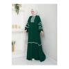 KADIN TESETTÜR DANTELLİ ŞERİT ELBİSE ZÜMRÜT