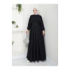 KADIN TESETTÜR TAŞLİ ELBİSE SİYAH
