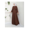 KADIN TESETTÜR TAŞLİ ELBİSE KAHVE