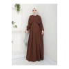 KADIN TESETTÜR TAŞLİ ELBİSE KAHVE