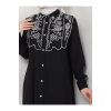 NAKIŞLI ABAYA TESETTÜR GIYIM KADIN FERACE ELBİSE 814 SİYAH