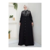 NAKIŞLI ABAYA TESETTÜR GIYIM KADIN FERACE ELBİSE 814 SİYAH