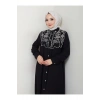 NAKIŞLI ABAYA TESETTÜR GIYIM KADIN FERACE ELBİSE 814 SİYAH