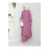 UZUN BOY CEPLE YARI FERMUARLI AYROBİN TESETTÜR TAKIM BÜYÜK BEDEN PEMBE 846
