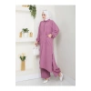 UZUN BOY CEPLE YARI FERMUARLI AYROBİN TESETTÜR TAKIM BÜYÜK BEDEN PEMBE 846