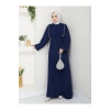 Taşli Abaya Tesettür Giyim Kadin Ferace Elbise Siyah
