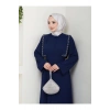 Taşli Abaya Tesettür Giyim Kadin Ferace Elbise Siyah